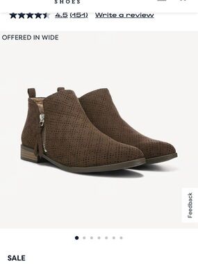 Dr. Scholl's Brown Perforated Suede Ankle Booties with Tassel Zipper